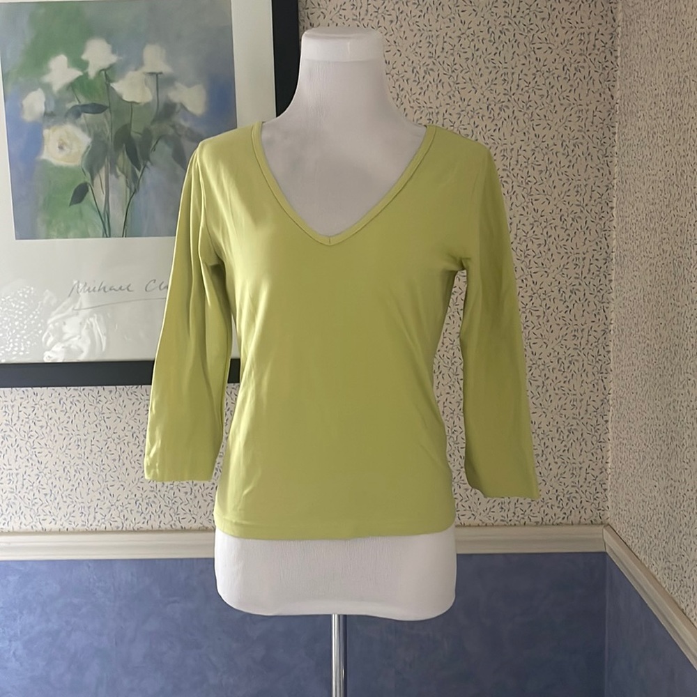 Ladies three-quarter sleeve V-neck pull over